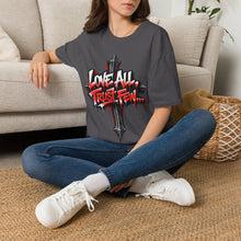Load image into Gallery viewer, Love All Trust Few T‑Shirt — Gothic Cross Graphic Tee