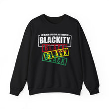 Load image into Gallery viewer, Blackity Black Crewneck Sweatshirt — Bold Black Pride Graphic