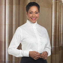 Load image into Gallery viewer, Women's Long Sleeve Tab Collar Clergy Shirt - White