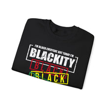 Load image into Gallery viewer, Blackity Black Crewneck Sweatshirt — Bold Black Pride Graphic
