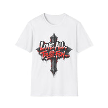 Load image into Gallery viewer, Love All Trust Few T‑Shirt — Gothic Cross Graphic Tee
