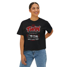 Load image into Gallery viewer, Twin Sisters Graphic Tee — 'TWIN' Crown Streetwear Boxy Top
