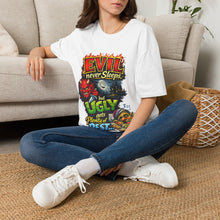 Load image into Gallery viewer, Graphic Tee — "Evil Never Sleeps" Horror Comedy T-Shirt
