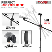 Load image into Gallery viewer, 5Core Tripod Mic Stand Adjustable Heavy Duty Floor Holder Microphone Boom Arm 4 PCS
