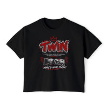 Load image into Gallery viewer, Twin Sisters Graphic Tee — 'TWIN' Crown Streetwear Boxy Top
