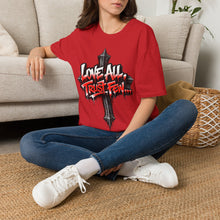 Load image into Gallery viewer, Love All Trust Few T‑Shirt — Gothic Cross Graphic Tee
