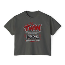 Load image into Gallery viewer, Twin Sisters Graphic Tee — 'TWIN' Crown Streetwear Boxy Top
