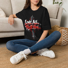 Load image into Gallery viewer, Love All Trust Few T‑Shirt — Gothic Cross Graphic Tee

