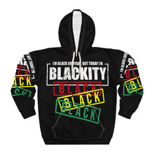 Load image into Gallery viewer, Blackity Blackity Hoodie — Bold Afrocentric Statement Pullover
