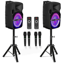 Load image into Gallery viewer, 5Core 10 inch PA Portable Bluetooth Party Speaker Karaoke Boombox + 2 Wireless Mics 2 PCS
