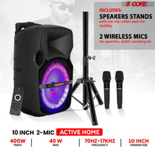 Load image into Gallery viewer, 5Core 10 inch PA Portable Bluetooth Party Speaker Karaoke Boombox + 2 Wireless Mics 2 PCS
