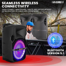 Load image into Gallery viewer, 5Core 10 inch PA Portable Bluetooth Party Speaker Karaoke Boombox + 2 Wireless Mics 2 PCS

