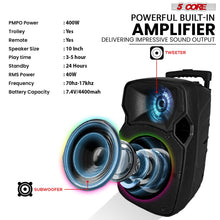 Load image into Gallery viewer, 5Core 10 inch PA Portable Bluetooth Party Speaker Karaoke Boombox + 2 Wireless Mics 2 PCS

