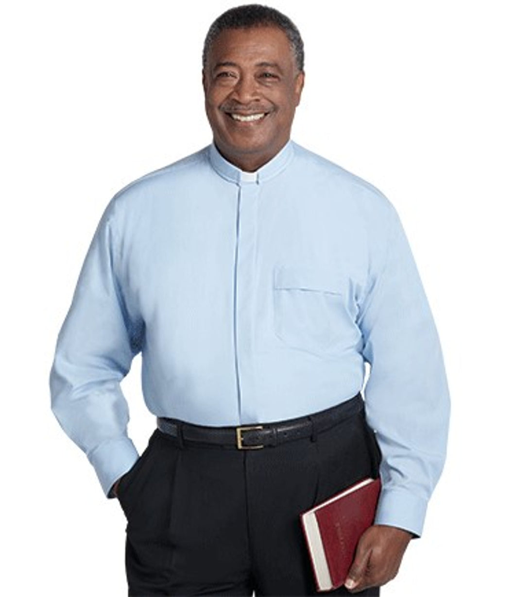 Men's Clergy Shirt Long Sleeve (Tab Collar) - Light Blue Broadcloth