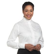 Load image into Gallery viewer, Women&#39;s Long Sleeve Tab Collar Clergy Shirt - White
